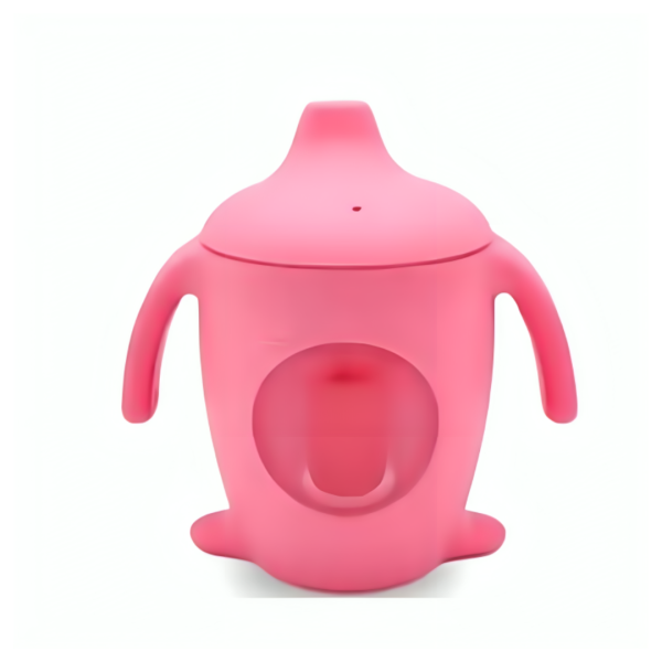 Vaso Silicona Boquilla Asas Rosa